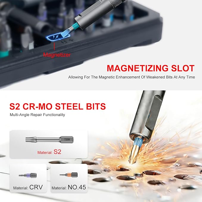 42 in 1 Magnetic Screwdriver, Screwdriver Set, Multi Bit Ratcheting Screwdriver Set with Storage Case Repair Tool Kit for Computer, Eyeglass, Bicycles, Watch, Ring Doorbell, Furniture and DIY