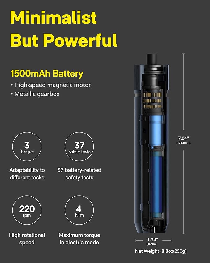 HOTO 25-Piece Upgraded Electric Screwdriver Kit, Cordless Screwdriver | 1/4'' Hex, Magnetic Lid, 1500mAh Rechargeable, LED Light, Ideal for Furniture Assembly, Home Repair, and Garage Projects