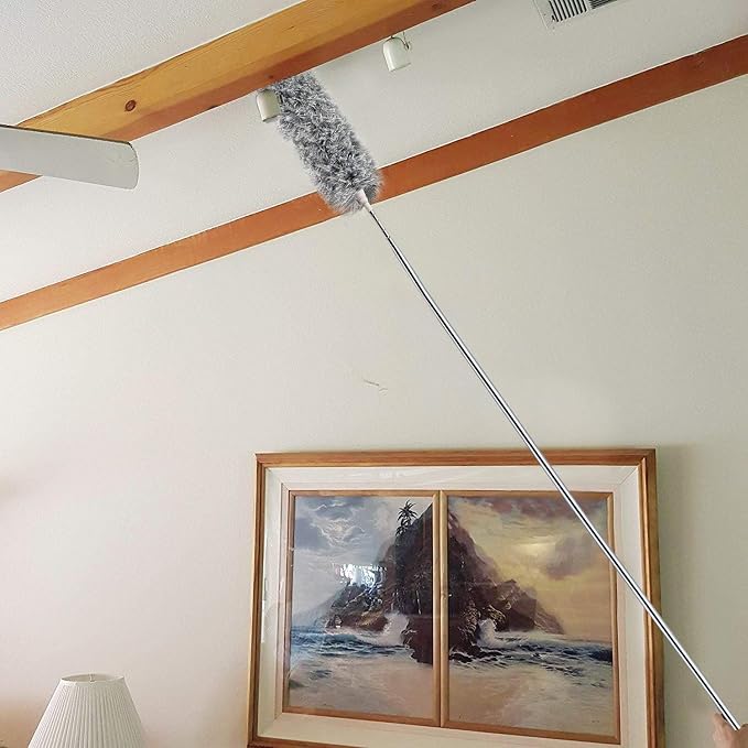 UIMO Microfiber Ceiling Fan Cleaner with 30–100" Telescopic Pole | Extendable Duster for High Ceilings and Fans, Bendable Washable Head, Reusable Cleaning Tool for Furniture, Cars, Keyboard