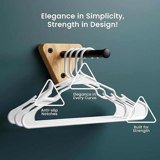Utopia Home Plastic Hangers 50 Pack – Space Saving Clothes Hanger White | Durable & strong | Closet organizer & storage | Ideal for apartments, dorms & stocking stuffers