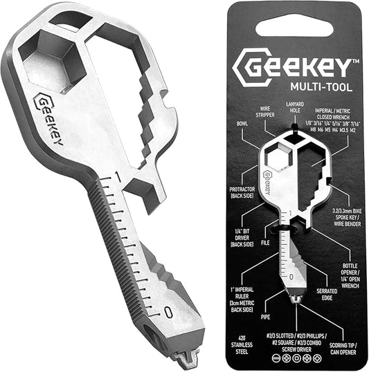 Keychain Multitool – Key Tool with 16+ Functions | Bottle Opener Keychain, EDC Multitool, Screwdriver, Wrench, Box Cutter | Good for Travel, Outdoor, Hiking | TSA Safe | EDC Multitool, Screwdriver, Wrench, Box Cutter | Good for Travel, Outdoor, Hiking ...