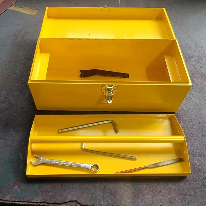 Large Tool Box Organizer Took Box Fishing Tackle Box 16 Inch Tool Box Small Metal Toolbox Organizer With Metal Latch and Handle for Household Warehouse Tools Storage Yellow