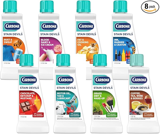 Carbona Stain Devils Laundry Stain Remover Variety Pack (8 Count) – Removes Blood, Oil, Ink, Rust, Grass, Coffee, Food & Tough Stains (Variety Pack)