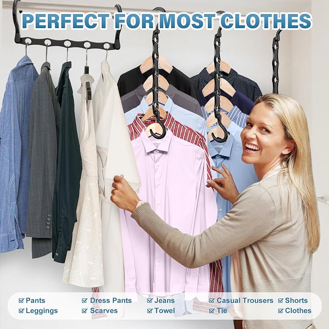 36 Pack Hangers Space Saving Magic Plastic Hanger Organizer Dark Black | Shirt Space Saving Hangers, Multi Clothes Hangers Space Saver for Closet Organizers Storage College Dorm Room Essentials