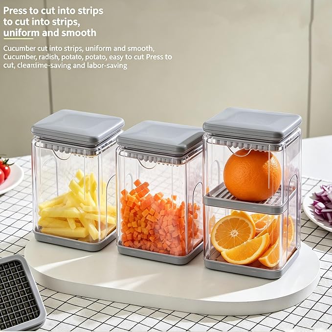 Vegetable Cutter,Food Chopper Manual Hand,for Potato Cutter & Fry Slicer - Functions as Potato Dicer,Onion Dicer,Veggie Shredder with 9 Blades,Easy to Clean, Dishwasher Safe-Essential Kitchen Gadgets