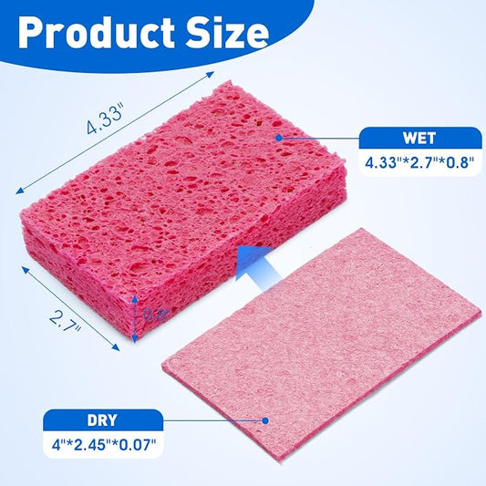 60 Pack Compressed Cellulose Sponges, Non Scratch Kitchen Sponge for Cleaning, Multipurpose sponges Bulk for Kitchen, Bathroom, DIY
