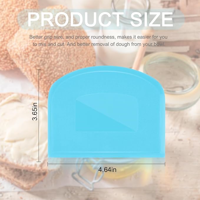 4 Pieces Food Scraper, Flexible Dough Scraper, Dough Scraper for Sourdough, Multifunctional Kitchen Scraper Tool, Baking Scraper, Bread Dough Cutter, Cake Smoother for Icing (White, Green, Blue, Pink)