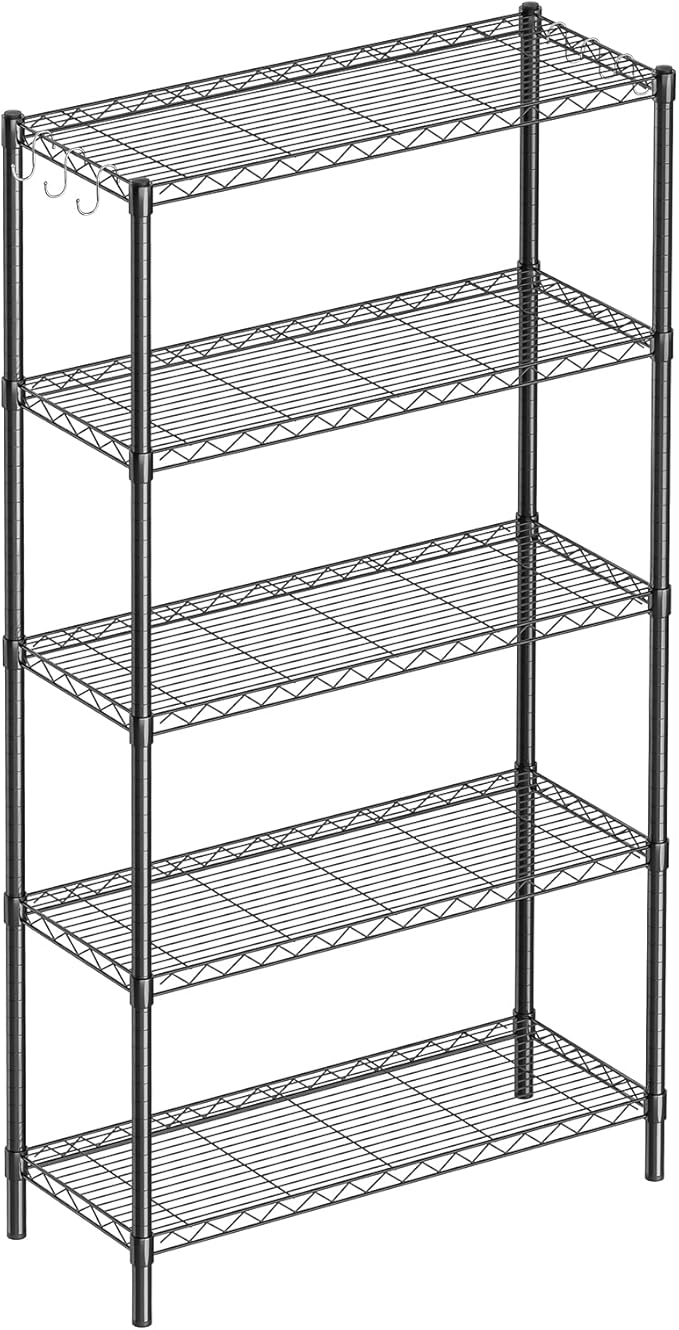 Guan River 5-Shelf Adjustable Metal Wire Shelving,Black,36"L x 14"W x 72"H | Height Adjustable,Sturdy and Durable,Storage Sehlf Display Rack for Office,Kitchen,Bedroom,Bathroom,Garage