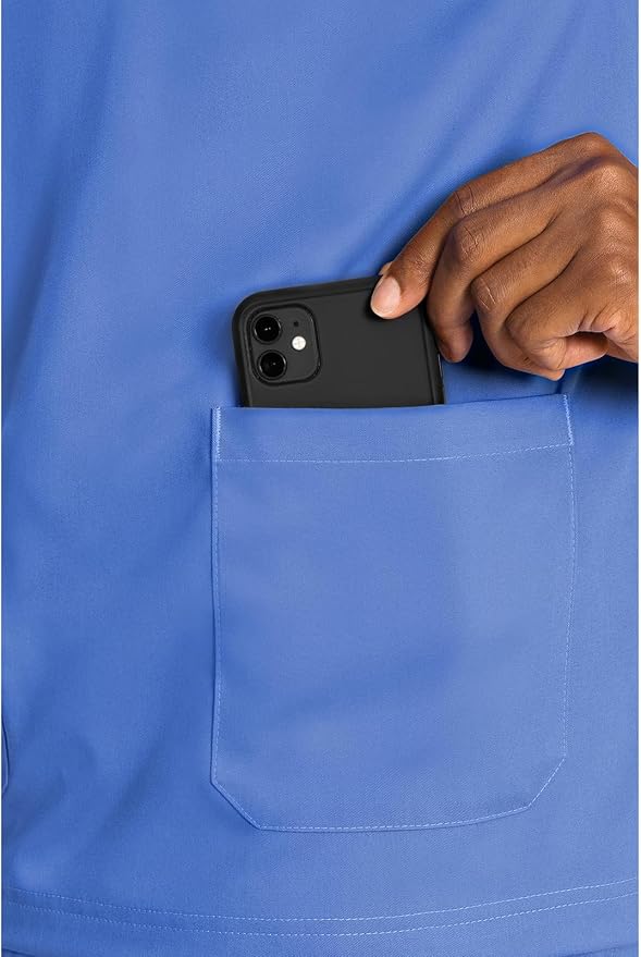 Med Couture Rothwear Touch Mens Scrubs Top 3 Pockets Modern Fit | 2-Way Stretch, Ultra-Soft Fabric, Lightweight Feel, Knit Details, Side Vents, Durable Construction, Easy Care