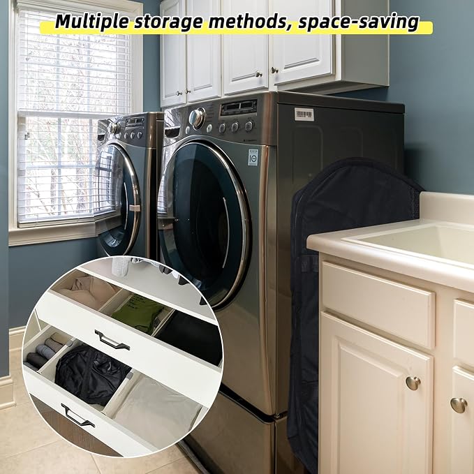 Collapsible Laundry Basket, 90L Tear Proof Mesh Pop-up Hamper | Foldable Storage Clothes Bag with Reinforced Handles for Bathroom, Kids Room, Dorm, Travel, Camping, Space-saving, Black