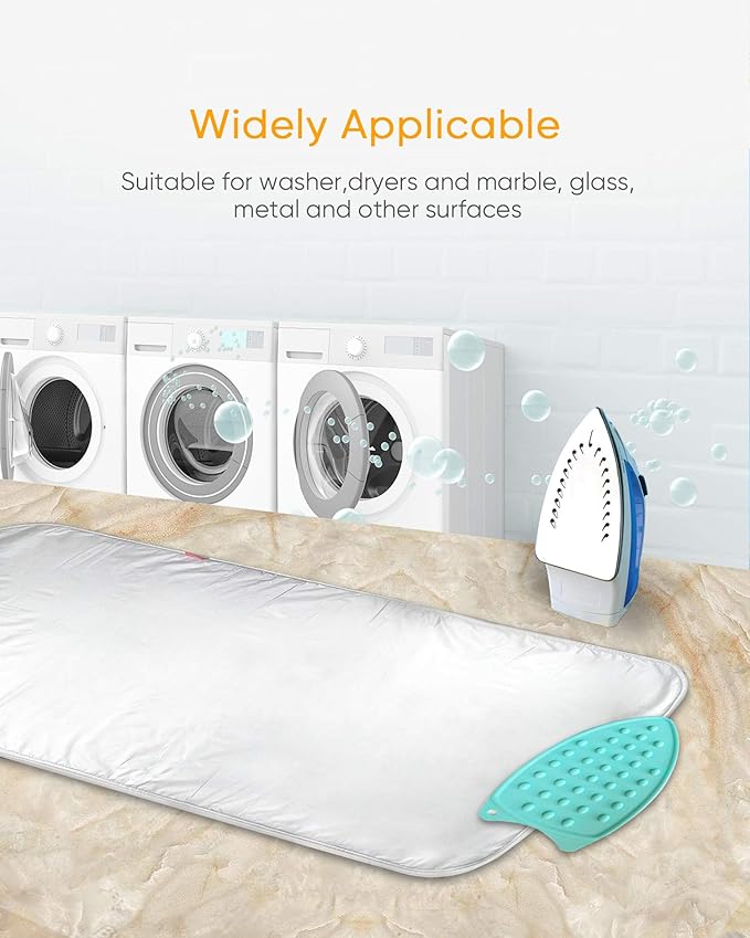 Upgraded Thick Ironing Mat,Travel Ironing Blanket Ironing Pad,Portable Double-Side Using,Heat Resistant Pad Cover for Washer,Dryer,Table Top,Countertop,Ironing Board for Small Space (53*32 inch)