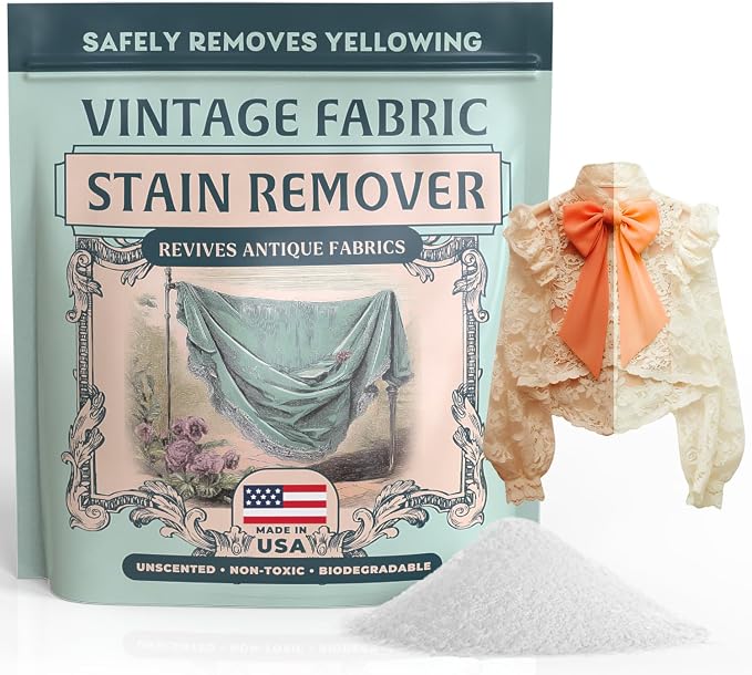 Vintage Fabric Stain Remover & Restoration Soak for Antique Quilts & Linens | 15oz, Cleans Retro Fabric, Gently Removes Yellowing & Tough Stains, Safe for Vintage Textiles, Doilies & Dresses, Made in USA