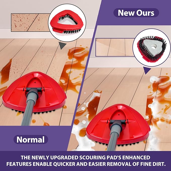 [2026 New Version] 2-Pack Oceda Scrubber Mop Heads for EasyWring 1-Tank System, Stiff-Bristle Brush Head with Built-in Scouring Pad for Deep Cleaning Floors and Tiles