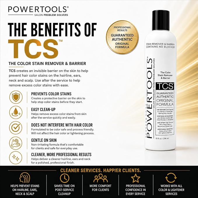 POWERTOOLS TCS, The Original Color Stain Remover 10 Fl Oz | Shake Well & Apply Prior To Hair Color As A Barrier | Does Not Interfere With Color Process (1)