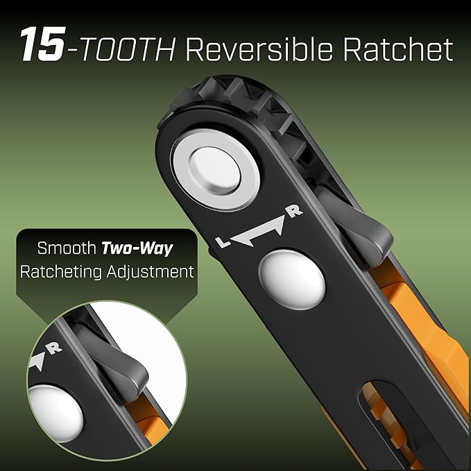 Bates- Mini Ratchet Wrench, 1/4" Magnetic 90 Degree Screwdriver, Low Profile Right Angle Screwdriver for Tight Spaces