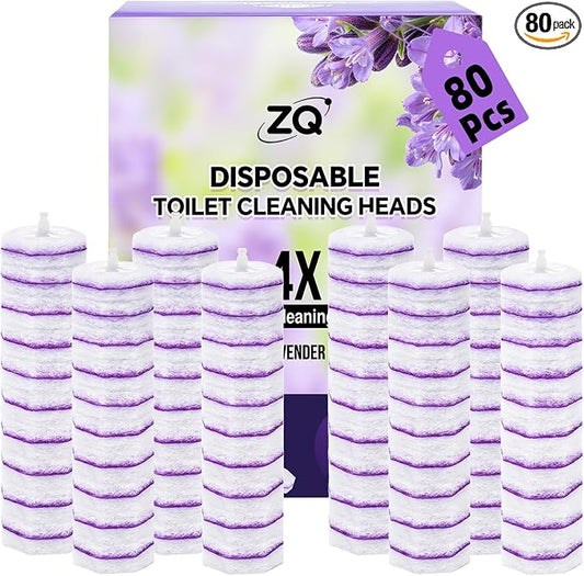 Toilet Bowl Wand Refills for Clorox, Toilet Bowl Cleaner Refill Pads | 80 Count Disposable Toilet Brush Heads, Pre-Loaded Cleaning Formula, Lavender Scent, Toilet&Bathroom Cleaning Supplies