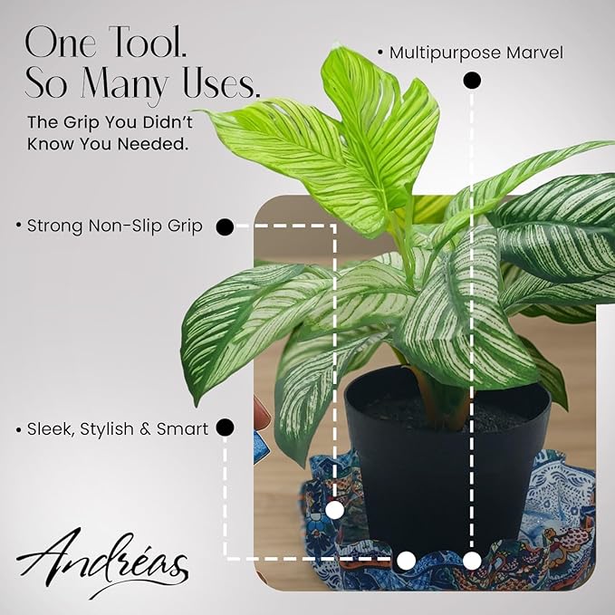 Andreas Silicone Jar Opener, Black & Gold Rooster – 6.25" Non-Slip Lid Gripper & Garlic Peeler, Food and Dishwasher Safe, Multi-Use, Durable Silicone & Fabric, Made in the USA, JO-AB9202
