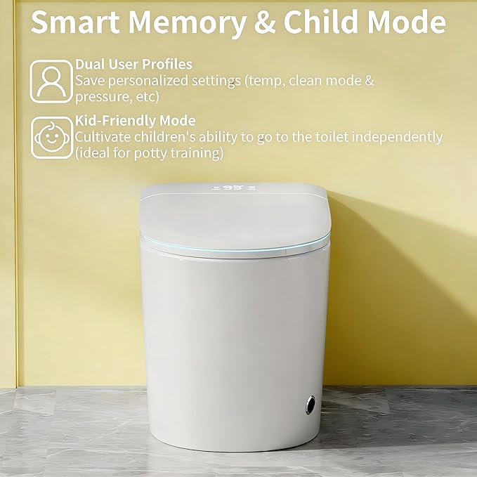 Smart Toilet with Bidet, UV-C Light, Auto Flush, Auto Open&Close, Blackout Flush, Heated Seat, Air Dryer, Modern Elongated Japanese One Piece Bidet for Bathrooms,1000 Gram MaP
