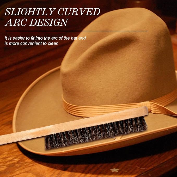 Patelai 2 Pcs Felt Hat Brush Wooden Cowboy Hat Horse Hair Brush for Suede Cleaning Removes Dust Stains Hair Cap Wool Coats Suits Clothes Furniture Clean Supplies