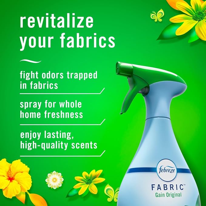 Febreze Fabric Spray Air Freshener, Odor-Fighting Fabric Refresher, Sneaker Balls Alternative, Couch Cleaner, Linen Spray, Multi-Use, Gain Original Scent, 23.6 fl oz (Pack of 2)
