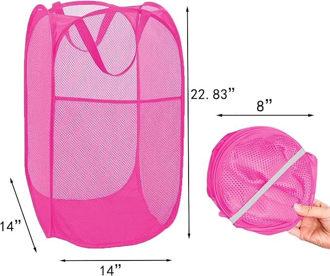 2Pcs Pop Up Laundry Hampers for Cruise. Foldable Mesh Laundry Basket | ollapsible Space Saving Design, Large Side Pocket Storage Basket for Bedroom, Laundry Room, Apartment, Travelling, Dormitory