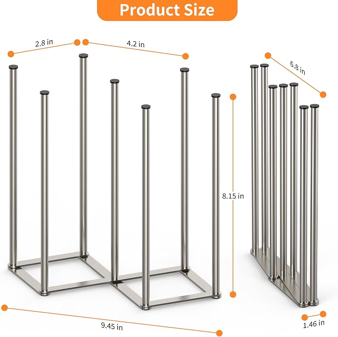 Foldable Bottle Drying Rack, Baby Bottle Drying Rack, Collapsible Cup Draining Holder, Retractable Reusable Storage Bag Dryer with Non-Slip Bottom - Stainless Steels (Silver)