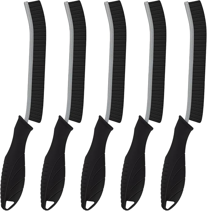 KMOSENIA Cleaning Brush, 5 Pcs Hard Bristle Crevice Cleaning Brush, Grout Brush, Scrub Brush for Tile Grout Crevice, Gap Cleaning Tools for Bathroom Kitchen Toilet Window Track (5, Black)