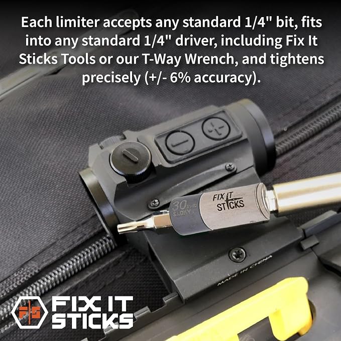 Fix It Sticks Set of 2 tools Bundle - Ratcheting T-Way Wrench & Torque Limiter 30 Inch-lb – Precision Set for Home and Professional Use – with microfiber cloth