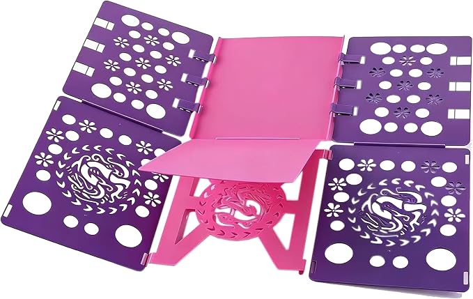 Color-Blocked Adult Folding Board, Purple and Pink Clothes Folder Organizer (Rose red and purple)