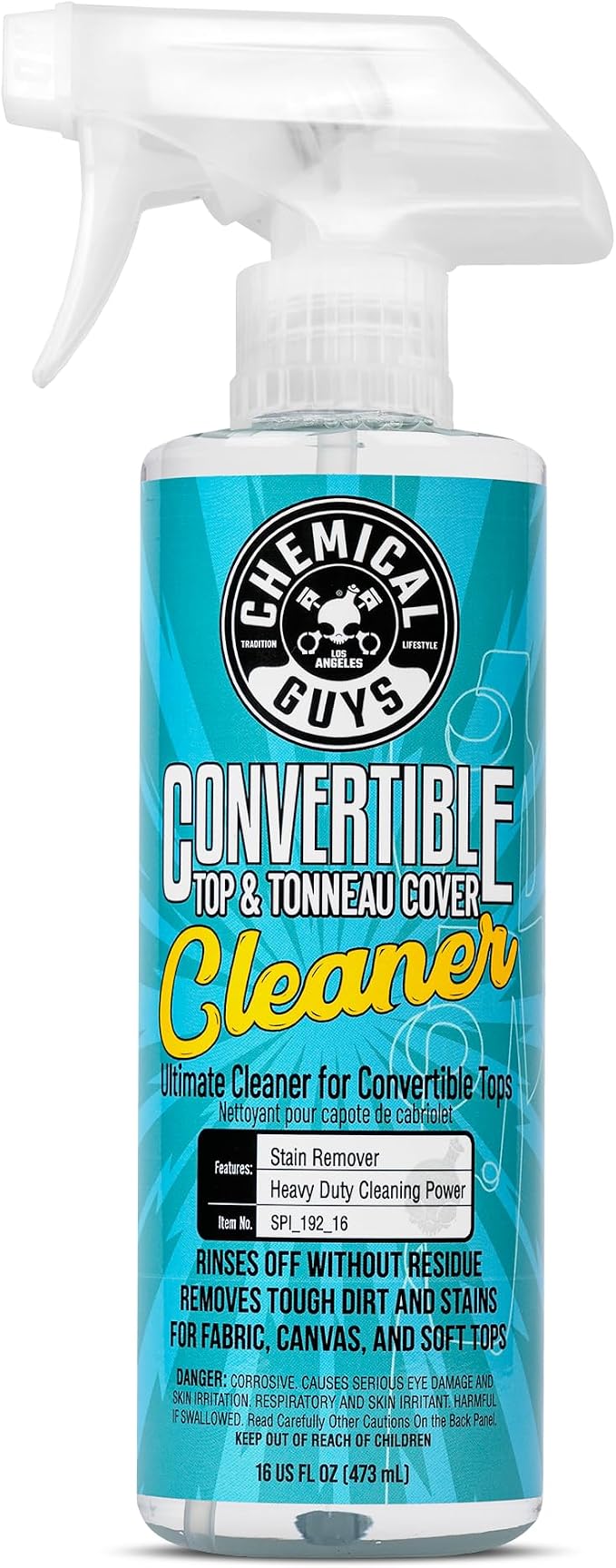 Chemical Guys, Convertible Top Cleaner for Fabric & Vinyl Soft Tops, 16 oz | Deep cleans canvas, vinyl and synthetic soft tops, lifting dirt, stains, sap and grime to prep for protection