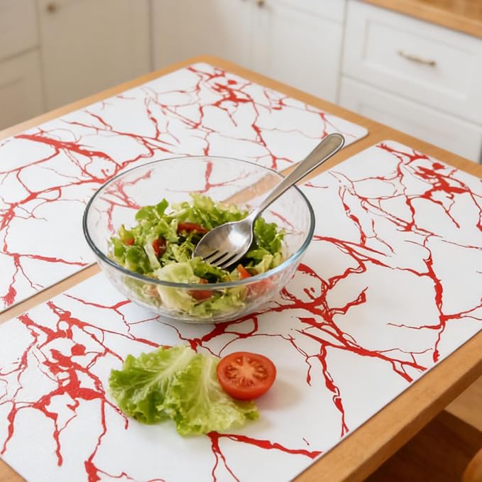 Red Marble Pattern Shelf Liner, Non-Adhesive Non-Slip Thickened Drawer Liner, Easy to Clean Contact Paper for Kitchen Cabinets, Tool Box, Refrigerator, Includes Knife & Tape Measure.12×236.22inch