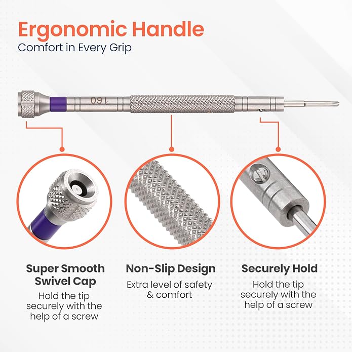 Wrist & Style Professional Screwdriver Kit by W&S for Watches, Glasses and Accessories: (10pc Tool Set) - to Adjust, Remove, Replace and Repair - Stainless Steel Professional - 10 Piece