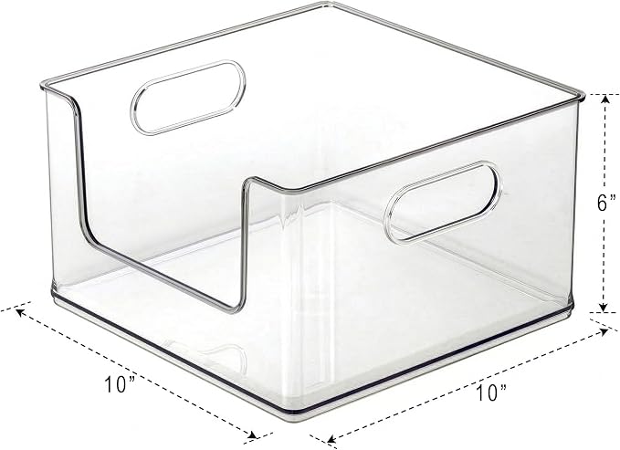 BINO | Stackable Plastic Storage Bins, Open-Front - Clear | THE CLARUS COLLECTION | Pantry Organizers and Storage Containers | Fridge Organizer Bins | Kitchen Cabinet Organizer | Medicine Cabinet Bin
