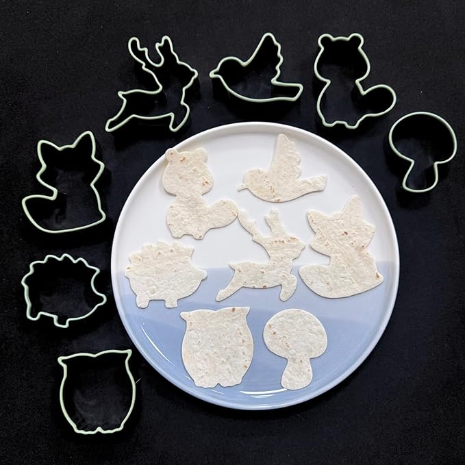 LUBTOSMN 7 Piece Forest Animal Cookie Cutters Set with Silicone Protective Rim, Stainless Steel Woodland Cookie Cutters for Cookies, Fondant, Sandwiches, Biscuits, Pancakes and Forest Party Baking