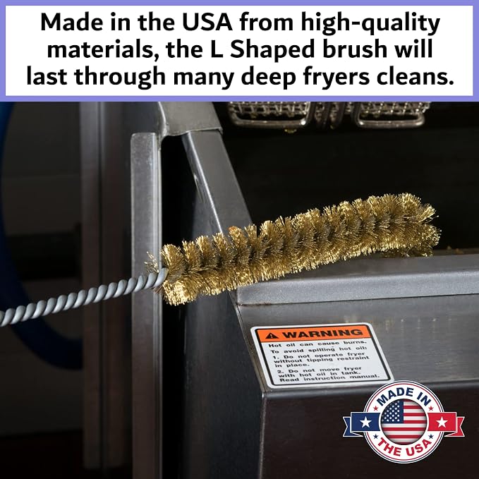 4-Pack Deep Fryer Cleaning Brush – L-Shaped High-Temp Commercial Kitchen Tool - Heavy Duty Brass Bristles - Heat Resistant to 750F - Deep Fryer Cleaner - Made in USA by FryOilSaver Co. B53C