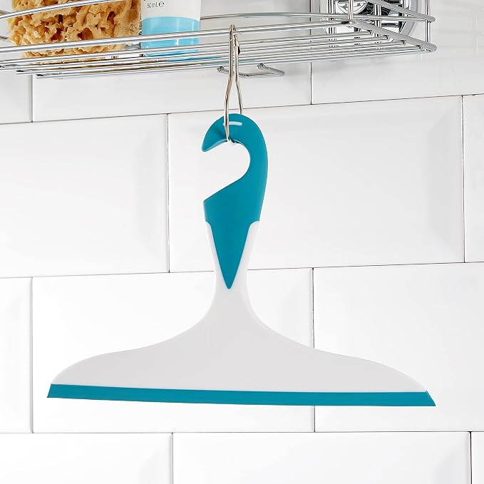 WENKO 20177100 Bathroom Squeegee Loano Light Blue - for Bathroom and Shower, Plastic, Light Blue
