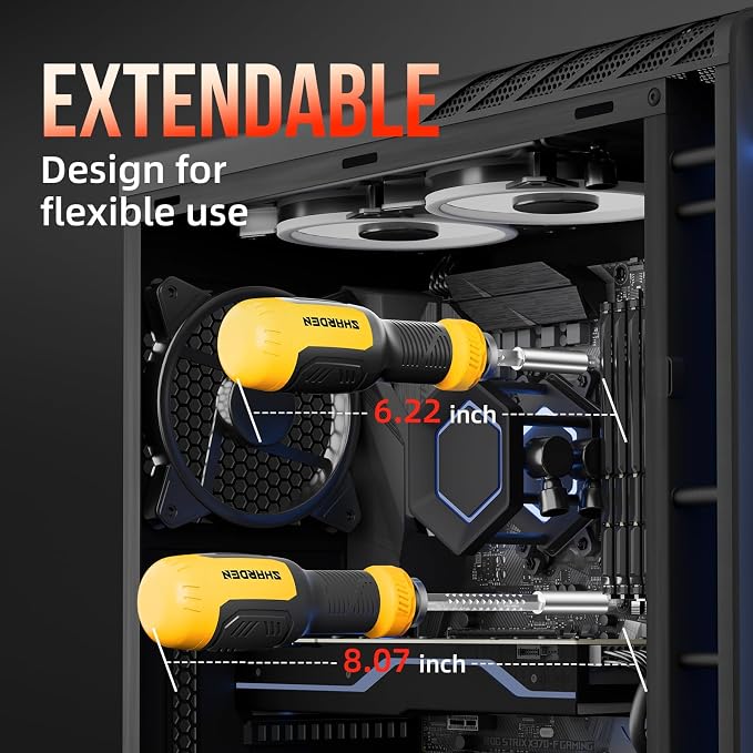 Multi ScrewDriver Set 26 in 1 All in One Adjustable Screw Driver | Telescoping Screw Driver with 12 Double Ended CRV Bits Phillips Slotted Torx Hex Portable Repair Kit for Home Bike Computer