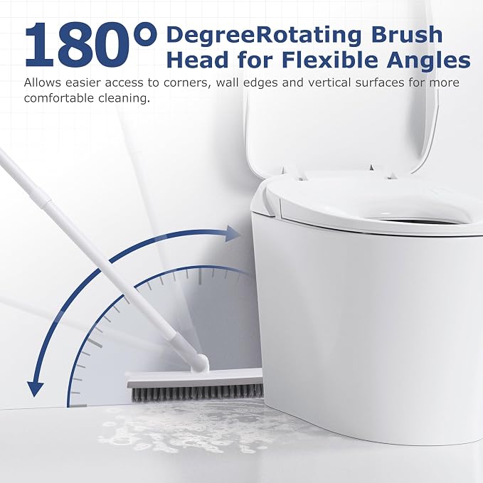 IVYROLL Grout Brush with Long Handle, Floor Cleaning Scrubber with Stiff Bristles for Tile Line, Shower, Crevice, Bathroom, Kitchen and Hard-to-Reach Corners