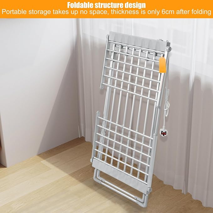 Folding Electric Heated Clothes Drying Rack, Laundry Drying Rack, 45-55℃ Constant Temperature Heated Drying Racks Free Standing Heating Garment Dryer, Space Saving(Heated Clothes Hanger)