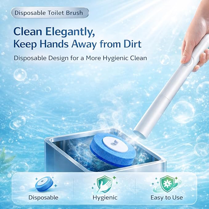 Disposable Toilet Brush (Toilet Brush + 8Refills)