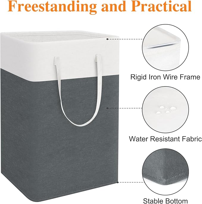 TasticTotes Laundry Basket 3-Pack, Laundry Hamper, 75L-Grey | Clothes Laundry Hamper, Collapsible Laundry Basket, Freestanding laundry hamper with Handles, Towel Storage for Home or Dorm