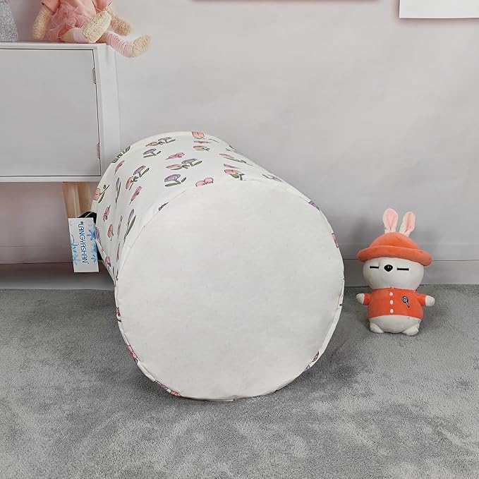 Round Laundry Basket Collapsible Storage Hamper Organizer Romantic Tulip | Waterproof Canvas Foldable Baskets with sturdy Handles Multi-scene Organizer for Home Play Bedroom Gift Bin