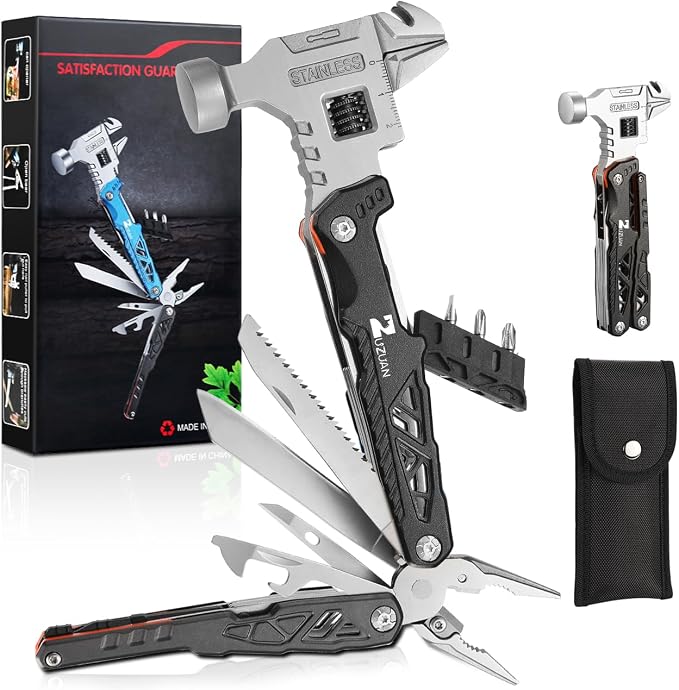 18in1 Multitool,Black,with Replaceable Blades Wire Cutters for Gift | Stainless Steel Pliers Lightweight and Portable,Comprehensive Tool for Outdoor Activities,Apply to Survival,Camping & Hunting