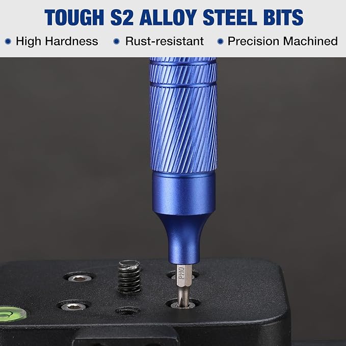 WORKPRO 24 in 1 Multi Bit Mini Screwdriver Set Magnetic, Blue | Manual Pen Screwdrivers, Tough S2 Steel Small Screwdriver Bits for Eyeglass, Watch, Laptop, Phone, Jewelry and Electronic