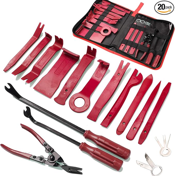 19Pcs Trim Removal Tool,Car Panel Door Audio Trim Removal Tool Kit, Auto Clip Pliers Fastener Remover Pry Tool Set with Storage Bag