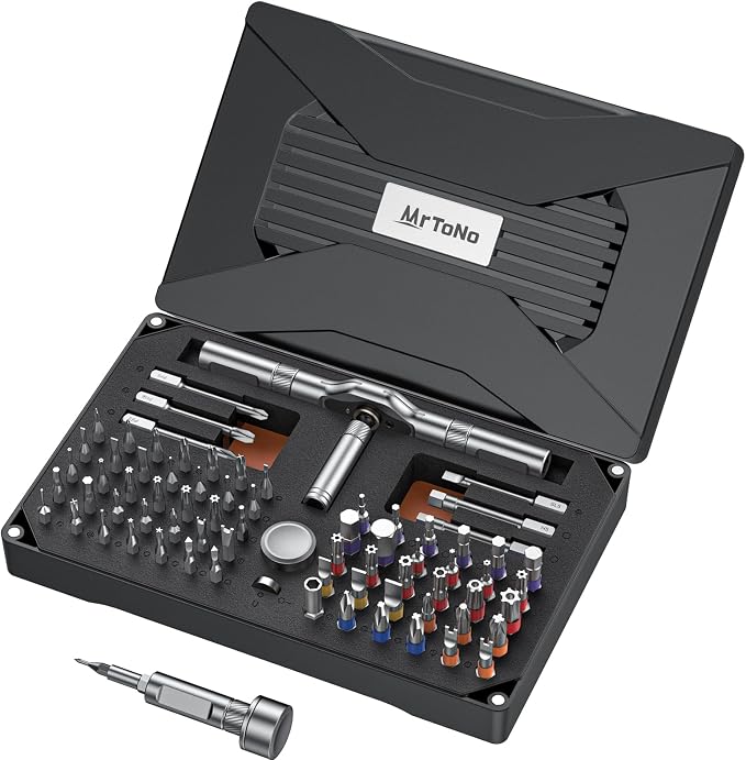 74 in 1 Magnetic Ratchet Screwdriver Set with Detachable T Handle | S2 Steel Bits Screwdriver Set, Repair Tool Kit for Furniture, Precision Electronics, Bicycle, DIY, Computer, Gift for Man