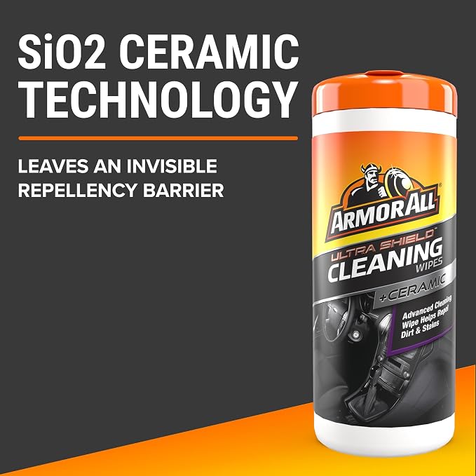 Armor All Ultra Shield + Ceramic Cleaning Wipes by Armor All, Car Interior Cleaner Wipes with Stain-Repelling Technology, 90 Count