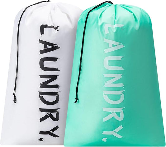 2 Pack Travel Laundry Bag,24" x 36", Extra Large Dirty Clothes Organizer | Machine Washable with Drawstring, Holds 3-4 Loads of Laundry,Fit a Laundry Hamper or Basket Travel Essentials