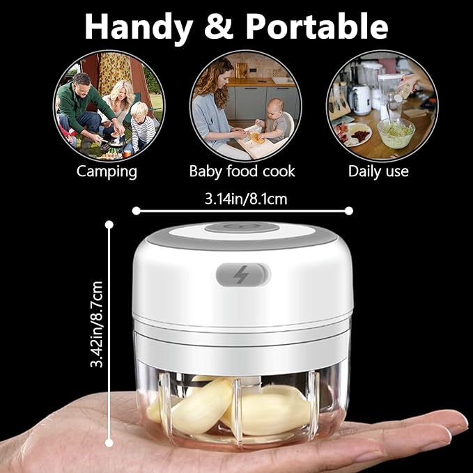 Electric Mini Garlic Chopper, 100ML Food Chopper Garlic Mincer USB, Portable Small Food Processor for Vegetables