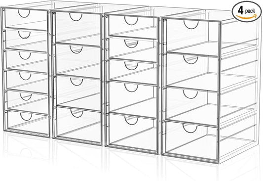 Acrylic Makeup Organizer with 19 Drawers,Storage Drawer Organizer | Bathroom Organizers and Storage for Palettes, Cosmetic, and Beauty Supplies, Desk Organization